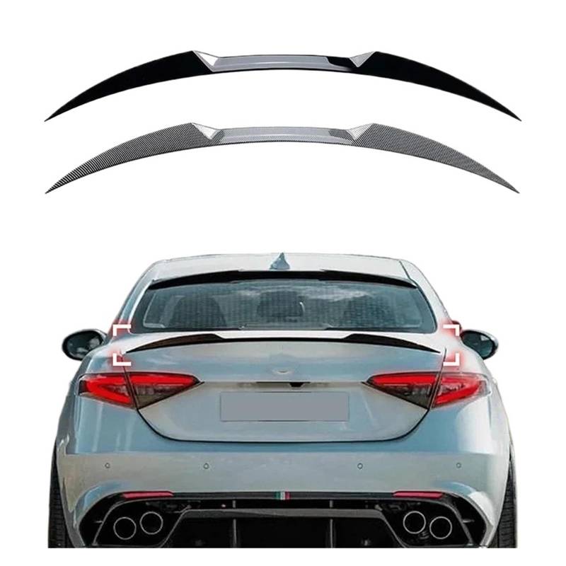 Heckflügel Heckklappen-Spoilerflügel, kompatibel for Alfa Romeo Giulia Limousine 2015–2023, Carbon-Look/Glanzschwarz, Heckklappen-Splitterlippe, ABS-Kunststoff(Gloss Black) von EPNYWJTE