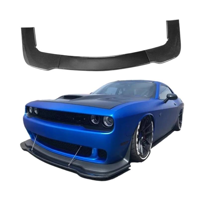 Heckflügel Kompatibel for Dodge Challenger SRT Hellcat R/T GT 2012–2022, Frontstoßstangenlippe, Splitter, Spoiler, glänzend schwarz, Carbonfaser-Look, Zubehör(Carbon Fiber Look) von EPNYWJTE