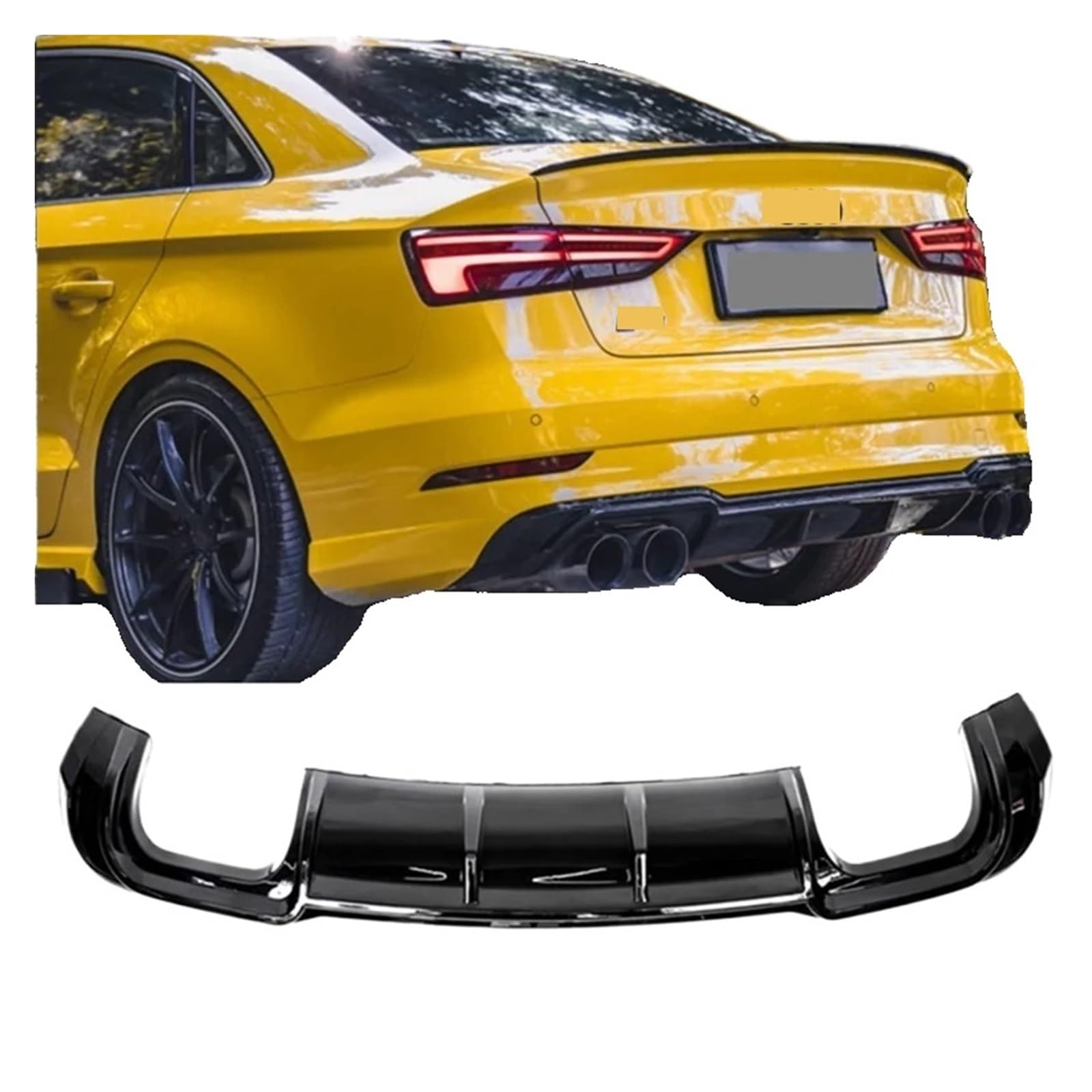 Heckspoiler-Diffusor-Spoiler Auspuffplattentrenner kompatibel for A3 Sline S3 Limousine 2017 2018 2019 2020 FRP/Carbon Fibe Standard Heckstoßstange Hecklippendiffusor(Carbon Fibe) von EPNYWJTE