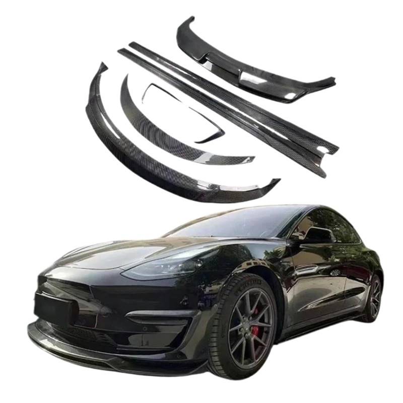 Heckspoiler-Diffusor-Spoiler Auto Body Kit ART Style Carbon Fiber Kit Seitenschweller Frontlippe Hecklippe Heckspoiler Flügel kompatibel for Tesla Model 3 2018 von EPNYWJTE