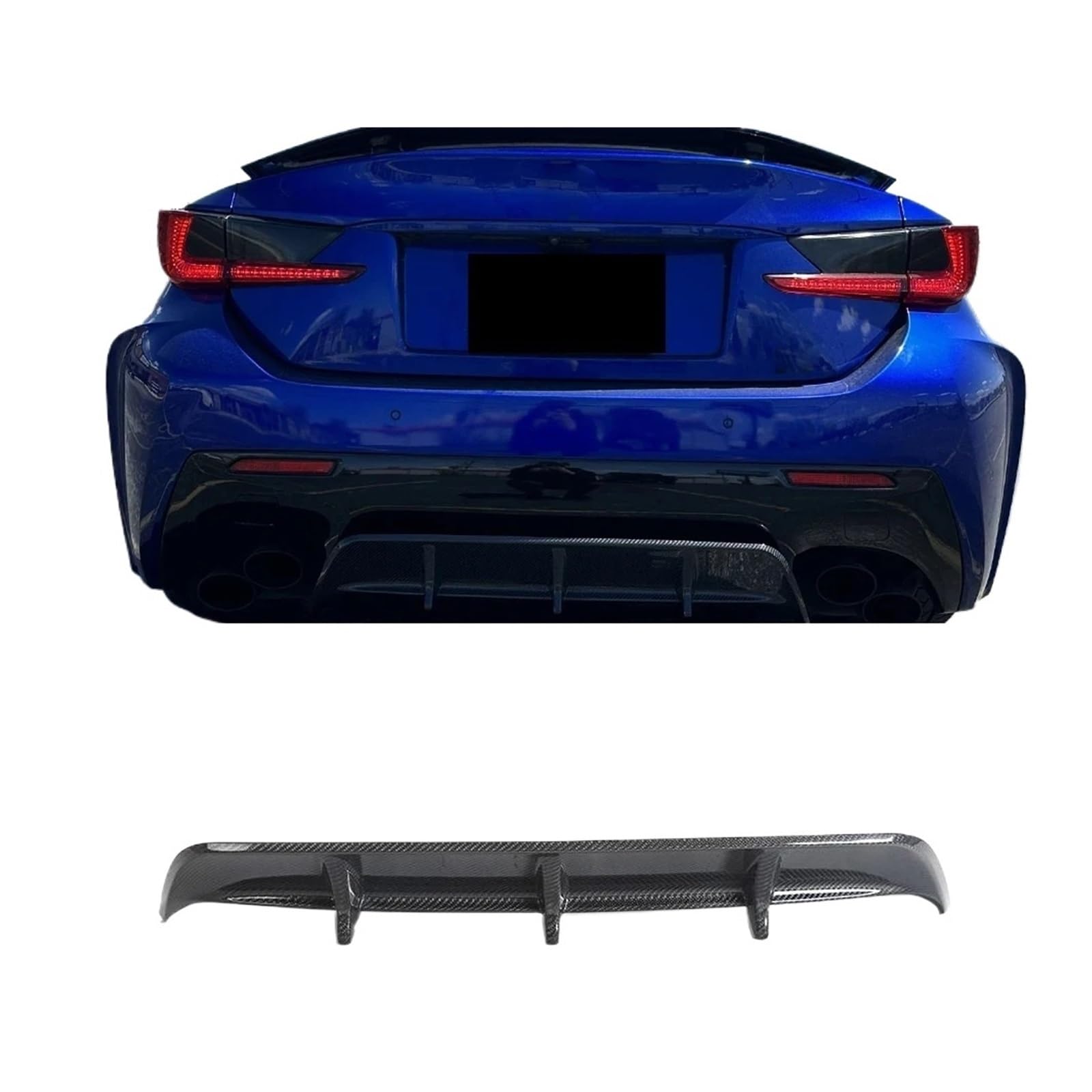 Heckspoiler-Diffusor-Spoiler Auto-Heckbuper-Mitteldiffusor, kompatibel for Lexus RCF 2015–2019, Auto-Stoßstangen-Splitter unter dem Panel, Auto-Bodykits, Verlängerung, Kohlefaser von EPNYWJTE