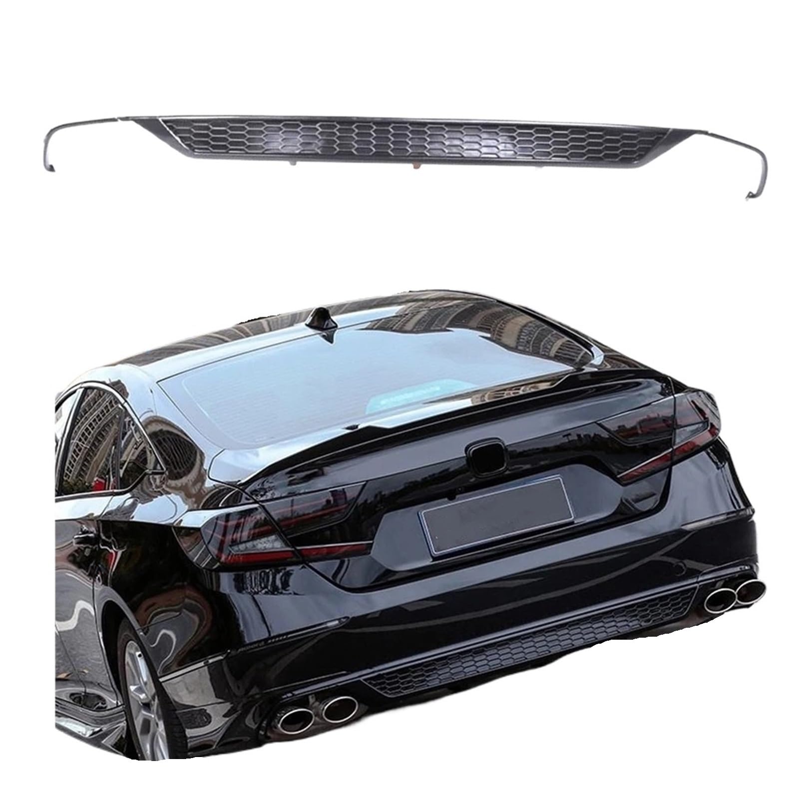 Heckspoiler-Diffusor-Spoiler Auto Heckschürze Diffusor Lip Trim Auspuff Boot Spoiler Platte Splitter Glänzend Schwarz Kompatibel for Honda Accord 2018-2022 von EPNYWJTE