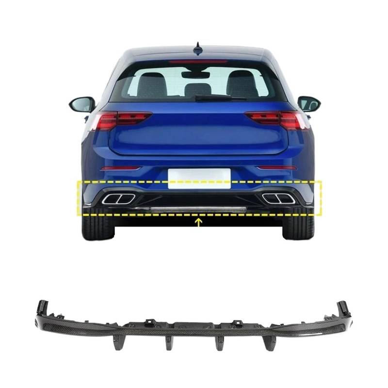 Heckspoiler-Diffusor-Spoiler Auto Heckstoßstange Diffusor Lippe Kohlefaser kompatibel for Volkswagen VW Golf 8 R 2021 2023 Stoßstange Aussehen Rückseite Schaufel Spoiler Dekoration von EPNYWJTE