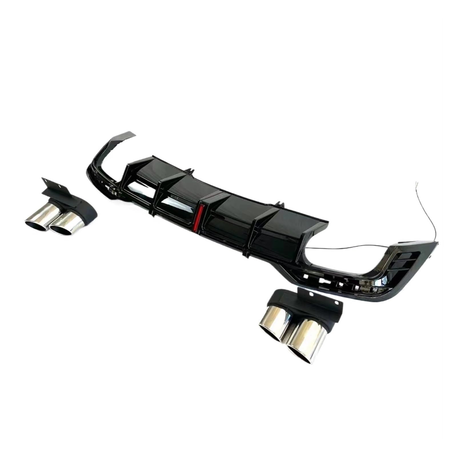 Heckspoiler-Diffusor-Spoiler Auto-Heckstoßstangen-Diffusorlippe mit Licht und 2 Stück Schalldämpferspitze, Auspuffrohr, Quad-Out, kompatibel for A5 S-Line Facelift S5 2021 2022 2023 von EPNYWJTE