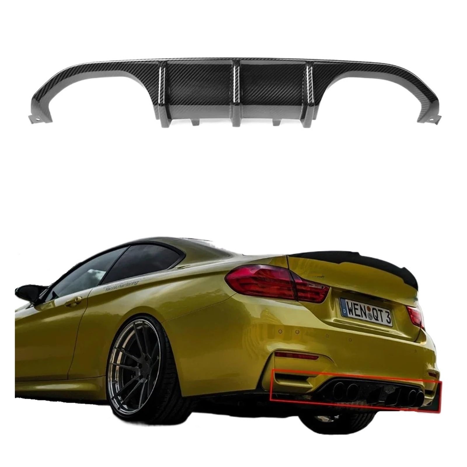 Heckspoiler-Diffusor-Spoiler Autoklav Dry Carbon Heckschürze Diffusor Lippe Kompatibel for BMW M3 M4 F80 F82 F83 2014-2020 Hinten lip Spoiler Auto Styling von EPNYWJTE