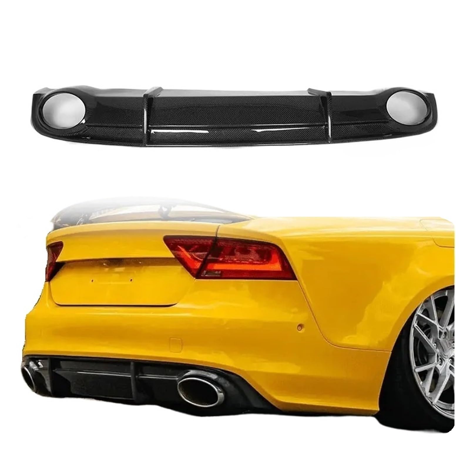 Heckspoiler-Diffusor-Spoiler Carbon Faser Auto Heckschürze Diffusor Lip Spoiler Kompatibel for A7 Sline 2011-2014 Racing Hinten Diffusor Lip schürze Schutz von EPNYWJTE