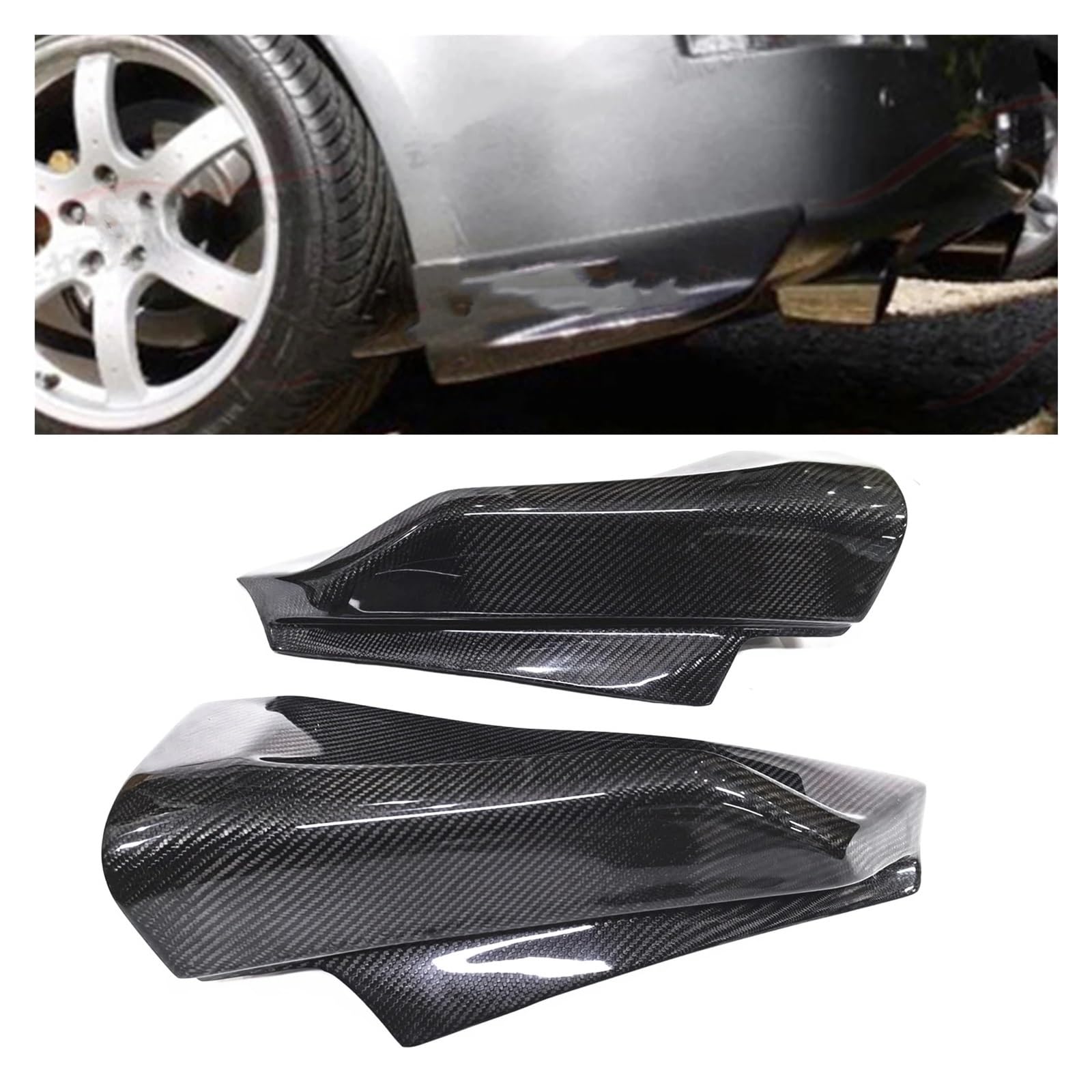 Heckspoiler-Diffusor-Spoiler Carbon Fiber Hinten Seite Abdeckung Lip Unteren Diffusor Spoiler Ecke Splitter Kompatibel for Nissan 350Z Z33 2003 2004 2005 2006 von EPNYWJTE