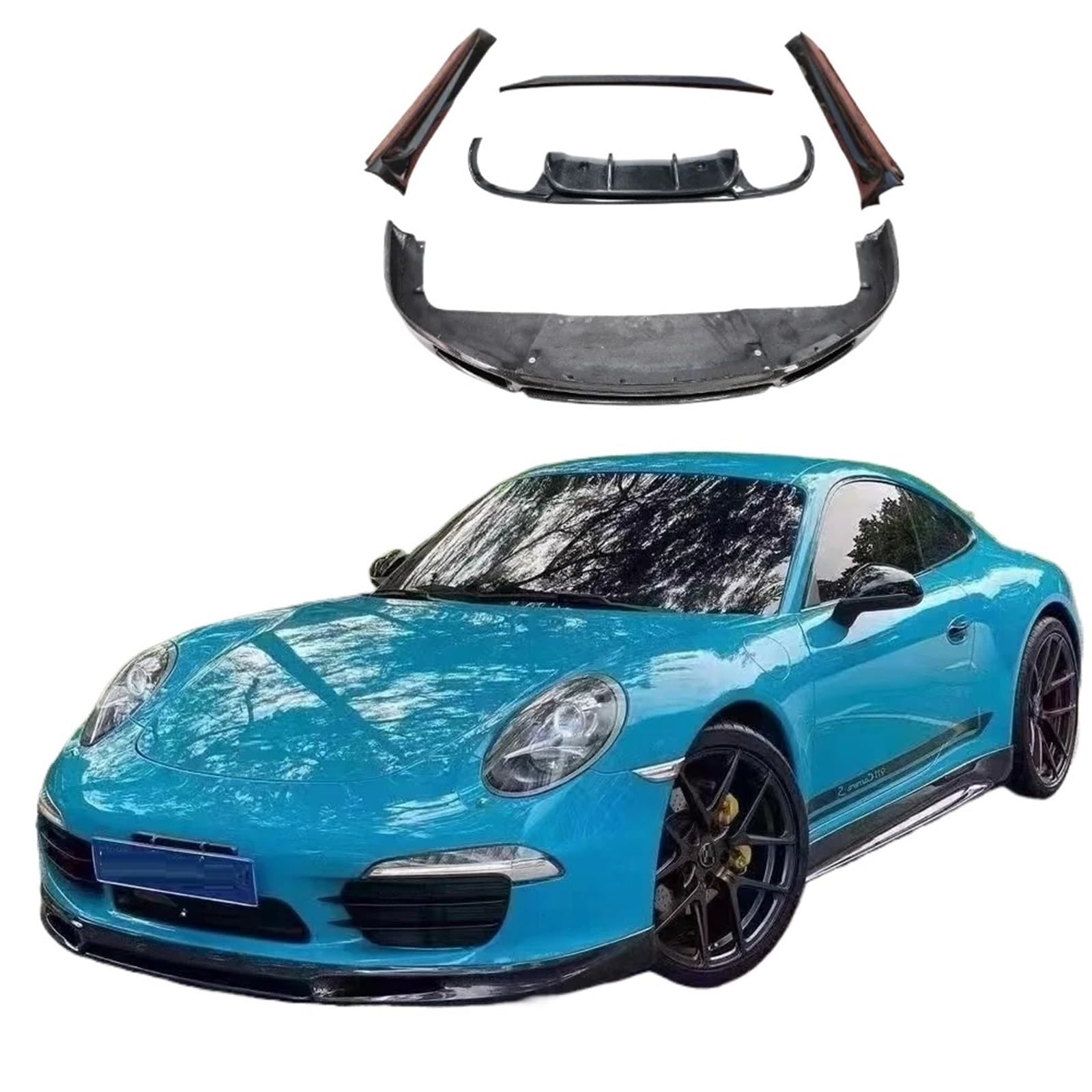 Heckspoiler-Diffusor-Spoiler Carbon Fiber V Style Bodykit Frontlippe Heckstoßstange Diffusor Seitenschweller Heckspoiler Kompatibel for 911 991 von EPNYWJTE