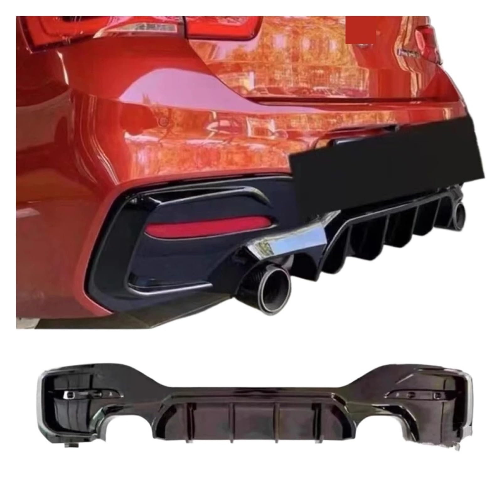 Heckspoiler-Diffusor-Spoiler F20 Diffusor mit heller hinterer Stoßstangenlippe, kompatibel for BMW Sport F21 M135i M140i E92 E93 335I 2015–2019, Zubehör, Auto-Außenteile(2 out no light) von EPNYWJTE