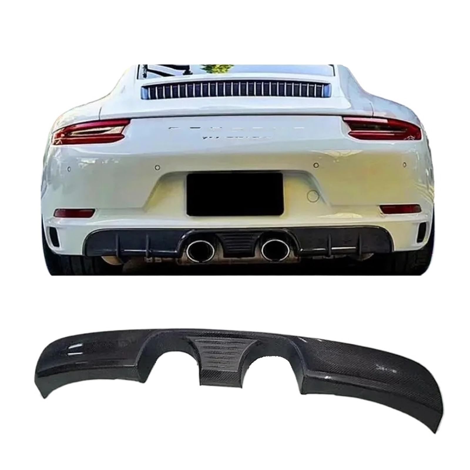 Heckspoiler-Diffusor-Spoiler Heckstoßstangendiffusor, kompatibel for 911 991.2 Carrera 2016 2017 2018, Kofferraum-Tür-Lippenspoiler, Kohlefaser von EPNYWJTE