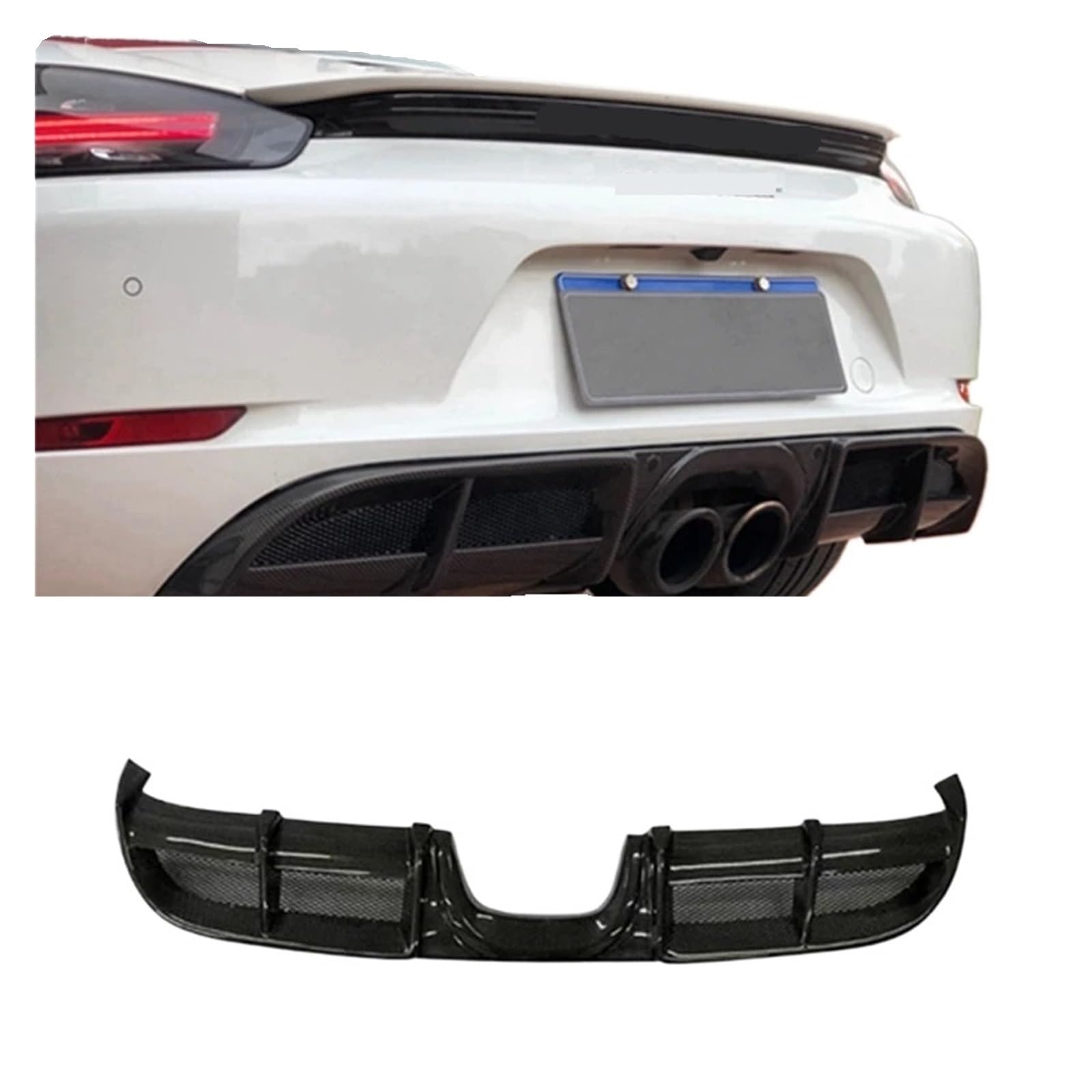 Heckspoiler-Diffusor-Spoiler Kompatibel for 718 Cayman Boxster 2016–2018. Heckstoßstangenlippe, Diffusor, Spoiler, Schürze, Splitter, Kohlefaser-Schutz(Carbon fiber) von EPNYWJTE