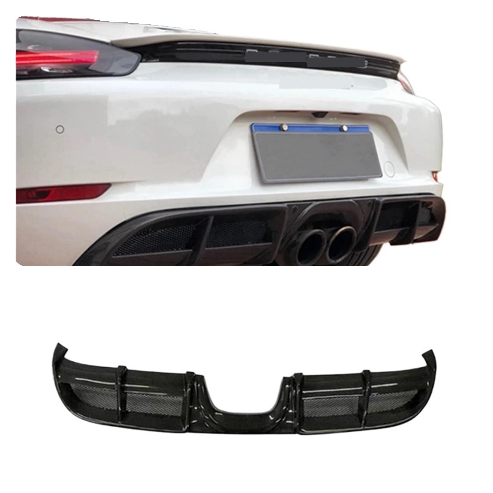 Heckspoiler-Diffusor-Spoiler Kompatibel for 718 Cayman Boxster 2016–2018. Heckstoßstangenlippe, Diffusor, Spoiler, Schürze, Splitter, Kohlefaser-Schutz(FRP unpainted) von EPNYWJTE