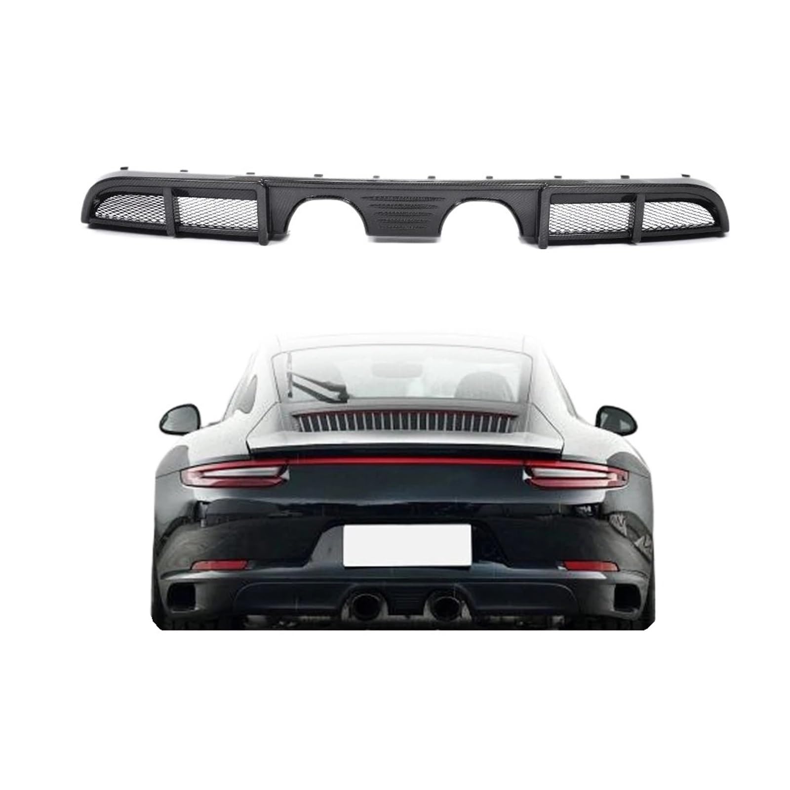 Heckspoiler-Diffusor-Spoiler Kompatibel for 911 Carrera 4 GTS 2017–2019, Auto-Styling, Kohlefaser-Heckstoßstange, Diffusor, Heckkörper-Kits, hinterer unterer Schutz von EPNYWJTE