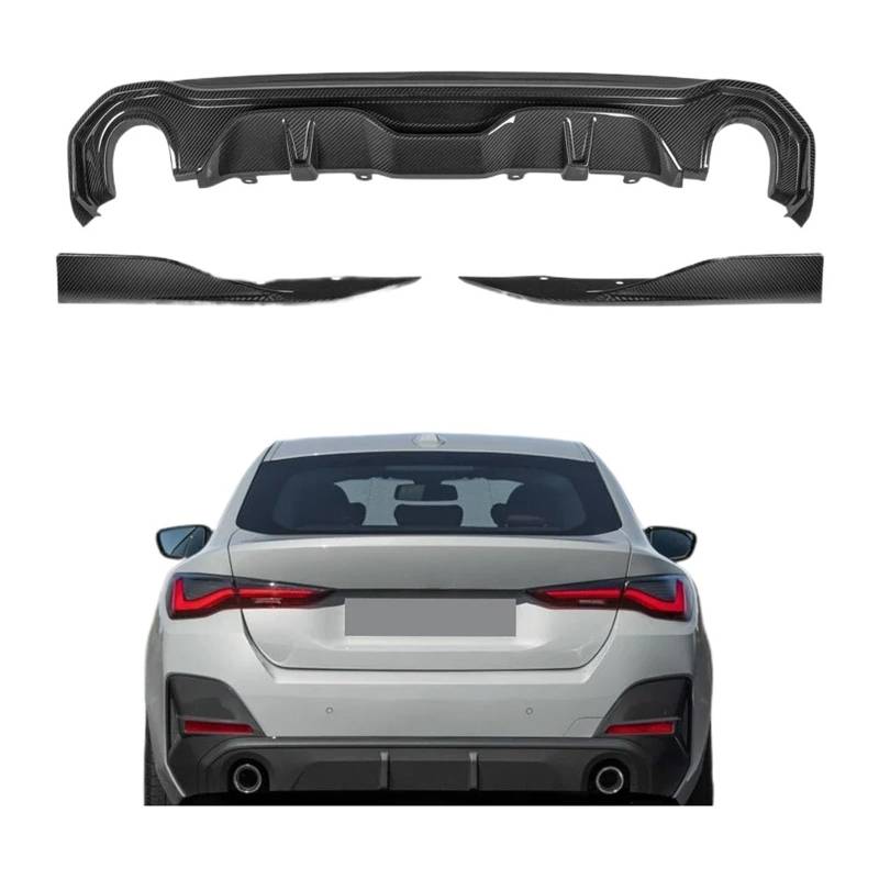 Heckspoiler-Diffusor-Spoiler Kompatibel for BMW 4 Series Gran Coupe G26 420i 430i 2021-IN 3PCS Dry Carbon Hecklippe Stoßstange Diffusor Lippen Splitter glänzend Autozubehör von EPNYWJTE