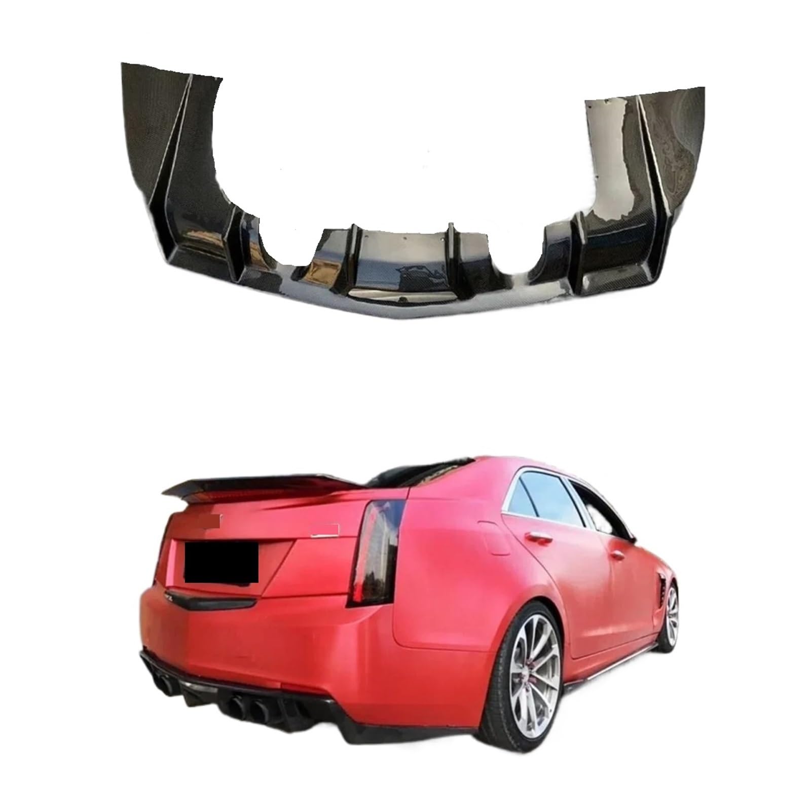 Heckspoiler-Diffusor-Spoiler Kompatibel for Cadillac ATS ATS-L 2014–2017, Kohlefaser-Auto-Heckdiffusor, Lippe, Kofferraum, Stoßstange, Spoiler, Schutzabdeckung von EPNYWJTE