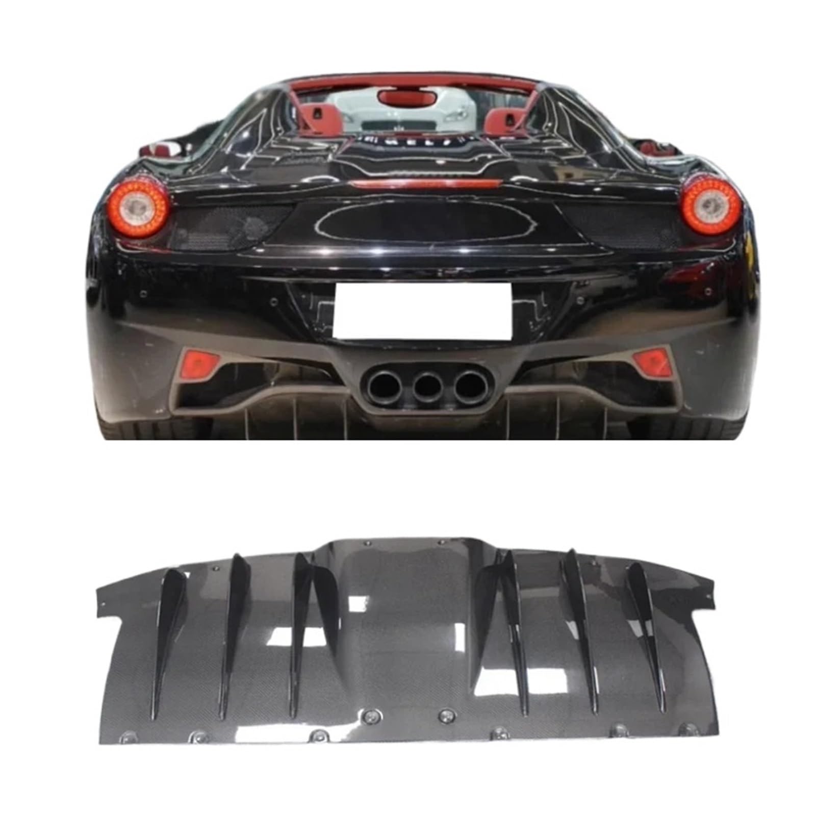 Heckspoiler-Diffusor-Spoiler Kompatibel for Ferrari 458 2012-2016 Carbon Faser Auto Stoßstange Hinten Diffusor Spoiler Auspuff Abdeckung von EPNYWJTE