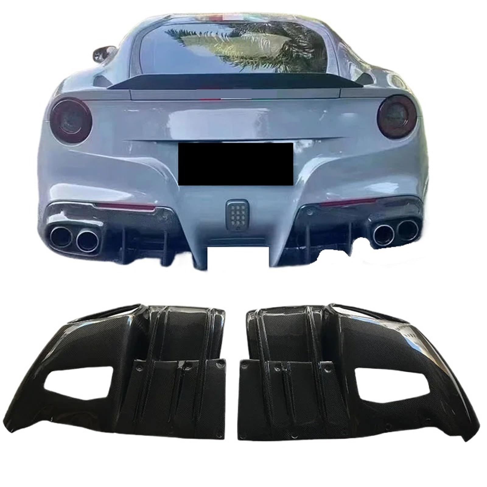 Heckspoiler-Diffusor-Spoiler Kompatibel for Ferrari F12 2013-2015 Carbon Fiber Hinten Diffusor Bumper Spoiler Lip Splitter Auto Zubehör(Carbon Fiber) von EPNYWJTE