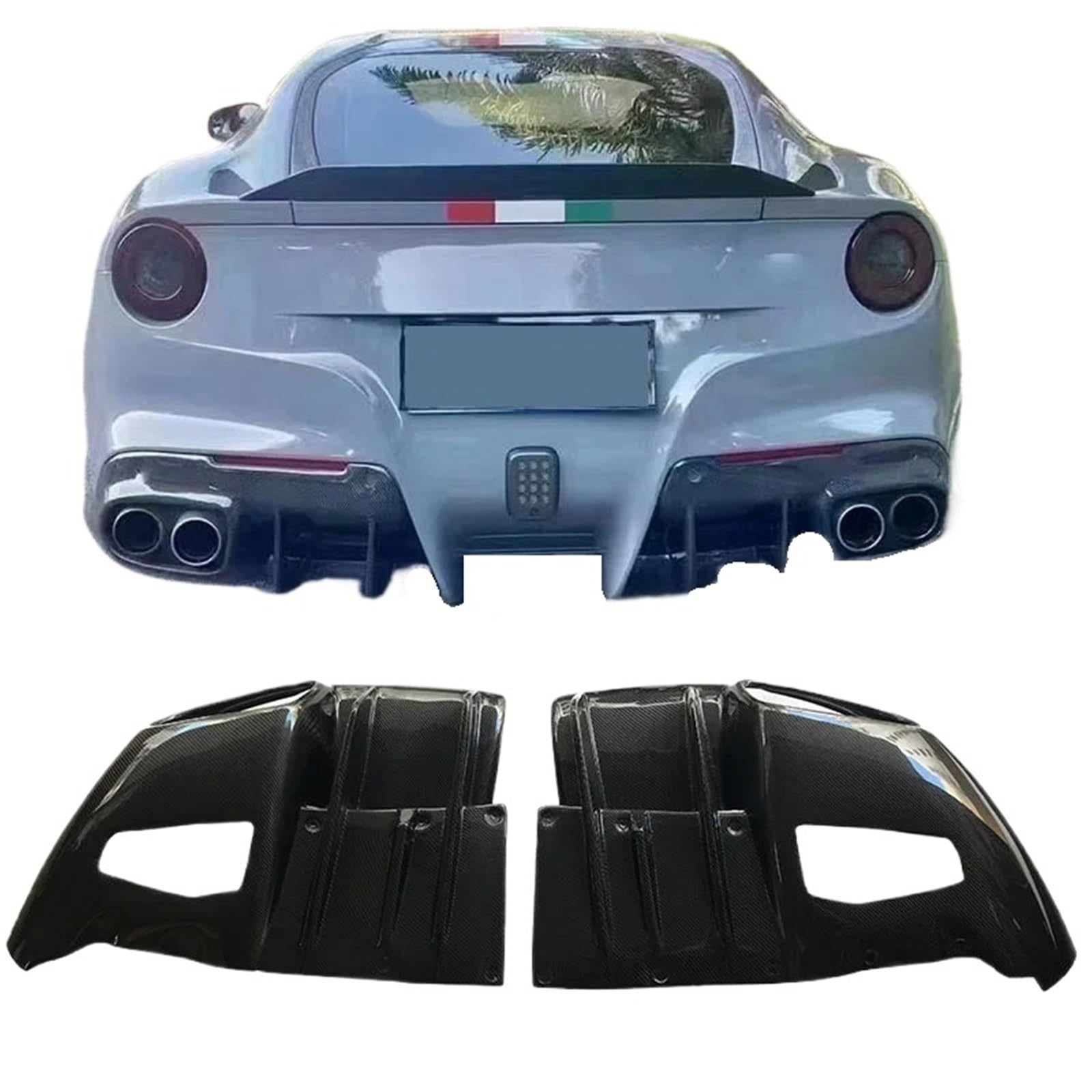 Heckspoiler-Diffusor-Spoiler Kompatibel for Ferrari F12 2013-2015 Carbon Fiber Hinten Diffusor Bumper Spoiler Lip Splitter Auto Zubehör(Carbon Fiber) von EPNYWJTE