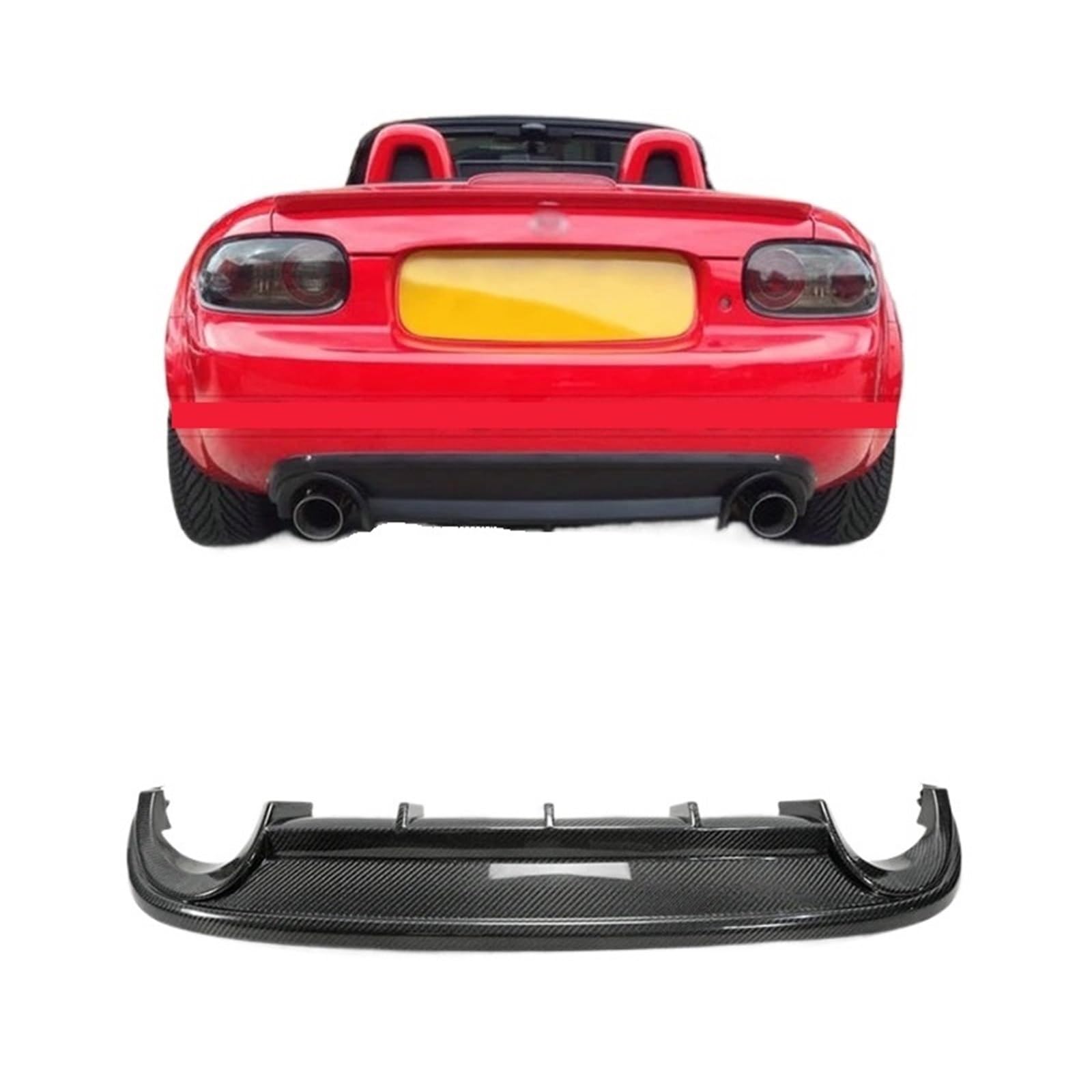 Heckspoiler-Diffusor-Spoiler Kompatibel for Mazda MX5 Roadster Miata NC 1 2 3 SPT-Stil Kohlefaser-Heckdiffusor (Doppelauspuffausgang, for OEM-Stoßstange) Stoßstangensplitter von EPNYWJTE