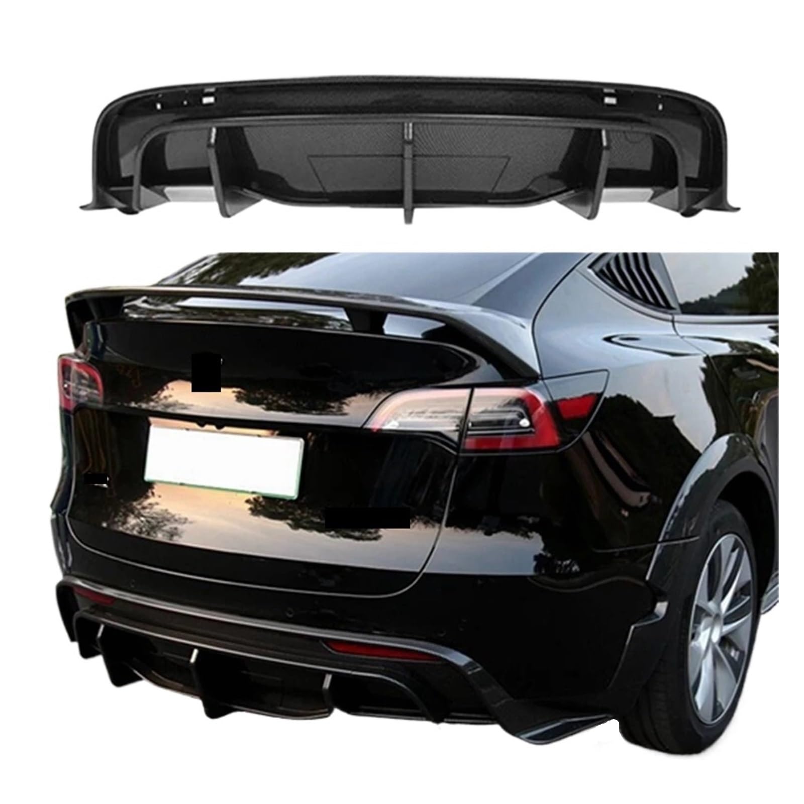 Heckspoiler-Diffusor-Spoiler Kompatibel for Tesla Modell Y 2021-2023 Umhüllende Geändert Zubehör ABS Kit Heckspoiler Diffusor Hinten Posterior Lip(Carbon fiber pattern) von EPNYWJTE