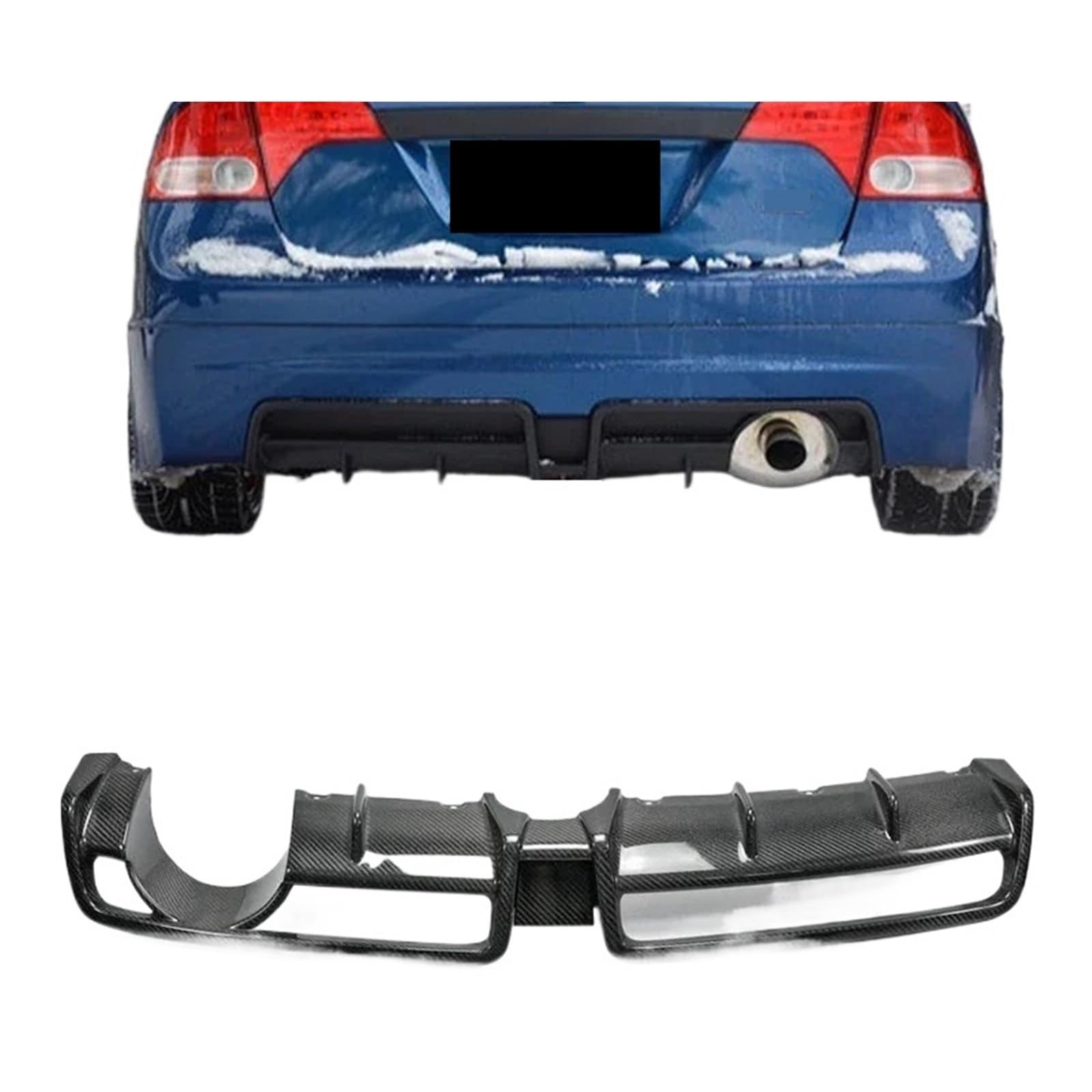 Heckspoiler-Diffusor-Spoiler Kompatibel mit Honda Civic SI der 8. Generation (nur Civic FA USDM), FRP-Fiberglas-Heckdiffusor im Mugen-Stil, Fiberglas-MU-Stoßfänger-Splitter-Lippen-Kit von EPNYWJTE