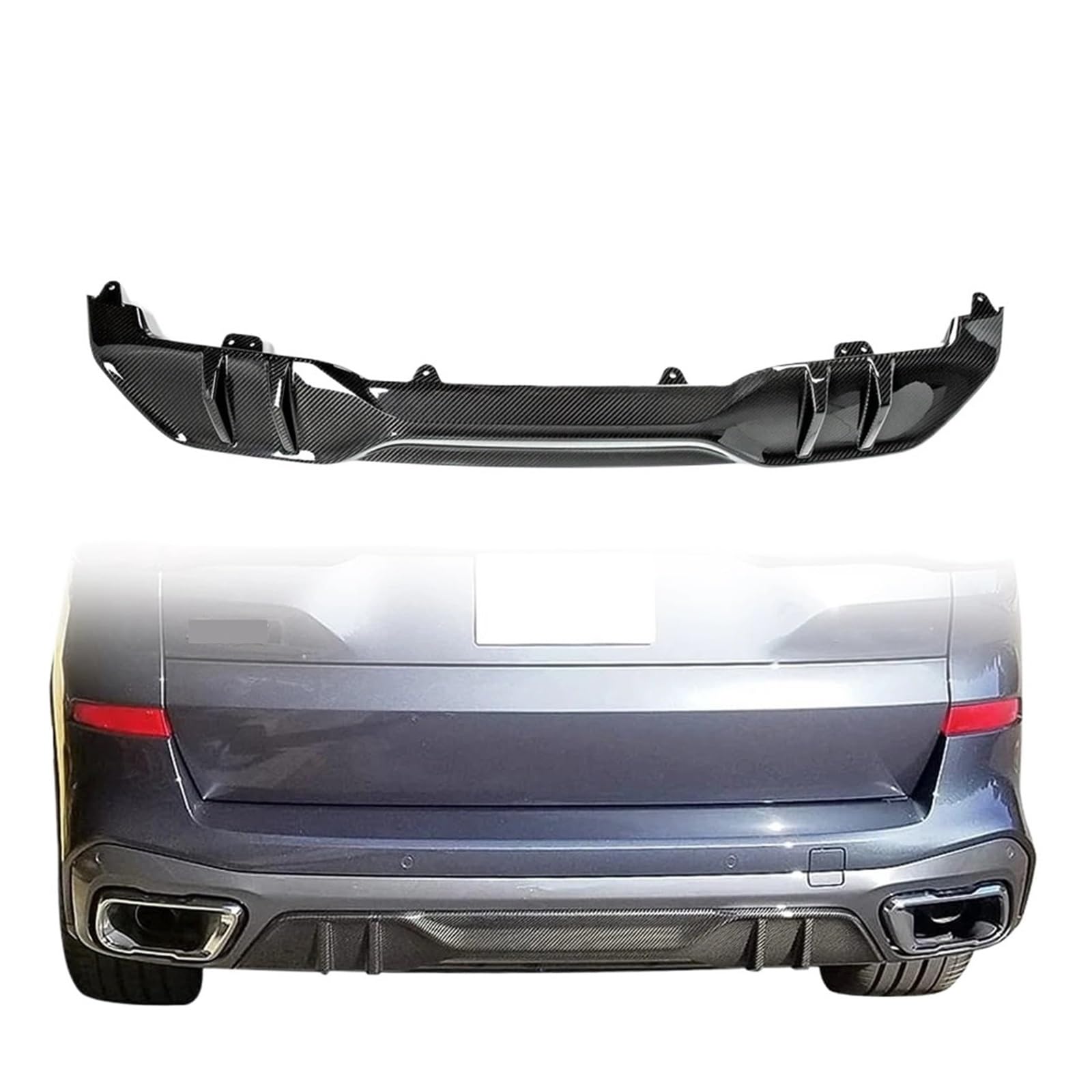 Heckspoiler-Diffusor-Spoiler MP Stil Carbon Faser Auto Heckschürze Diffusor Lippe Kompatibel for BMW X5 G05 Hinten Diffusor Spoiler Auto Zubehör von EPNYWJTE