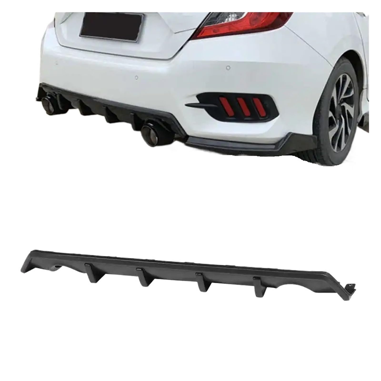 Heckspoiler-Diffusor-Spoiler Mattschwarzer Auto-Heckstoßstangen-Diffusor-Lippenspoiler, kompatibel for Honda Civic 4-Türer-Limousine 2016 2017 2018, Autozubehör von EPNYWJTE