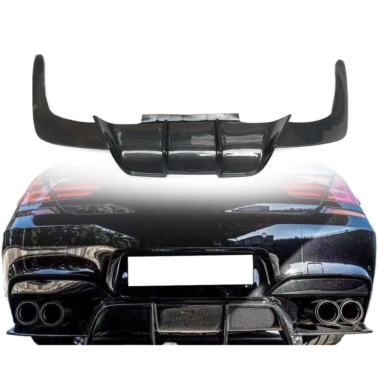 Heckspoiler-Diffusor-Spoiler V Stil Carbon Faser Auto Heckschürze Diffusor Kompatibel for BMW 6 Serie F12 F13 Stamm Lip Splitter Flossen Auto zubehör von EPNYWJTE