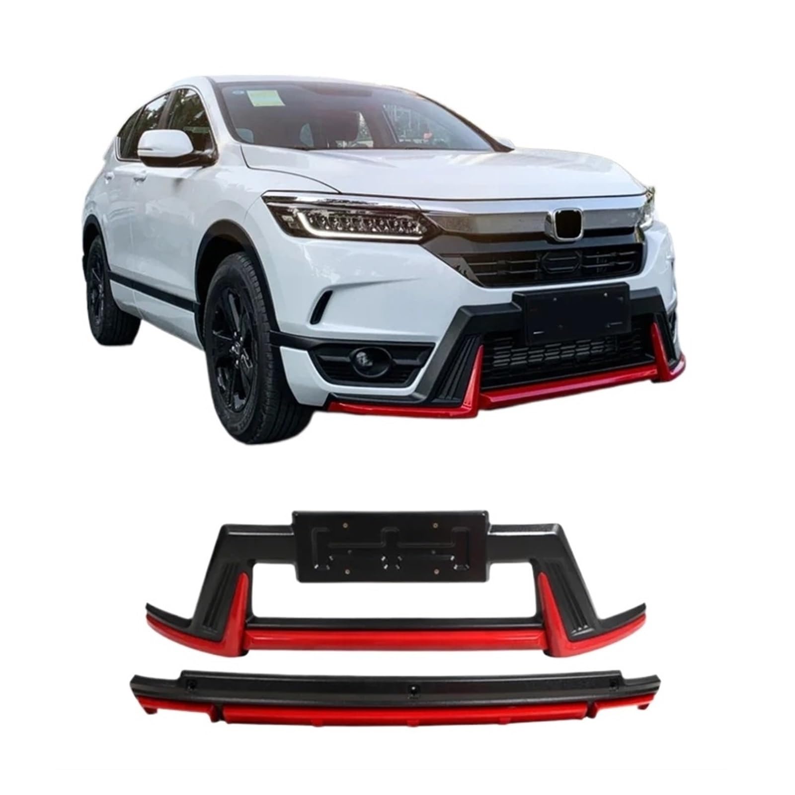 Heckspoiler-Diffusor-Spoiler Vorne und Hinten STOßSTANGE Platte Körper Kit Kompatibel for Honda BREEZE 2020 STOßSTANGE Edelstahl Vorne UND Hinten Auto Zubehör(Red) von EPNYWJTE