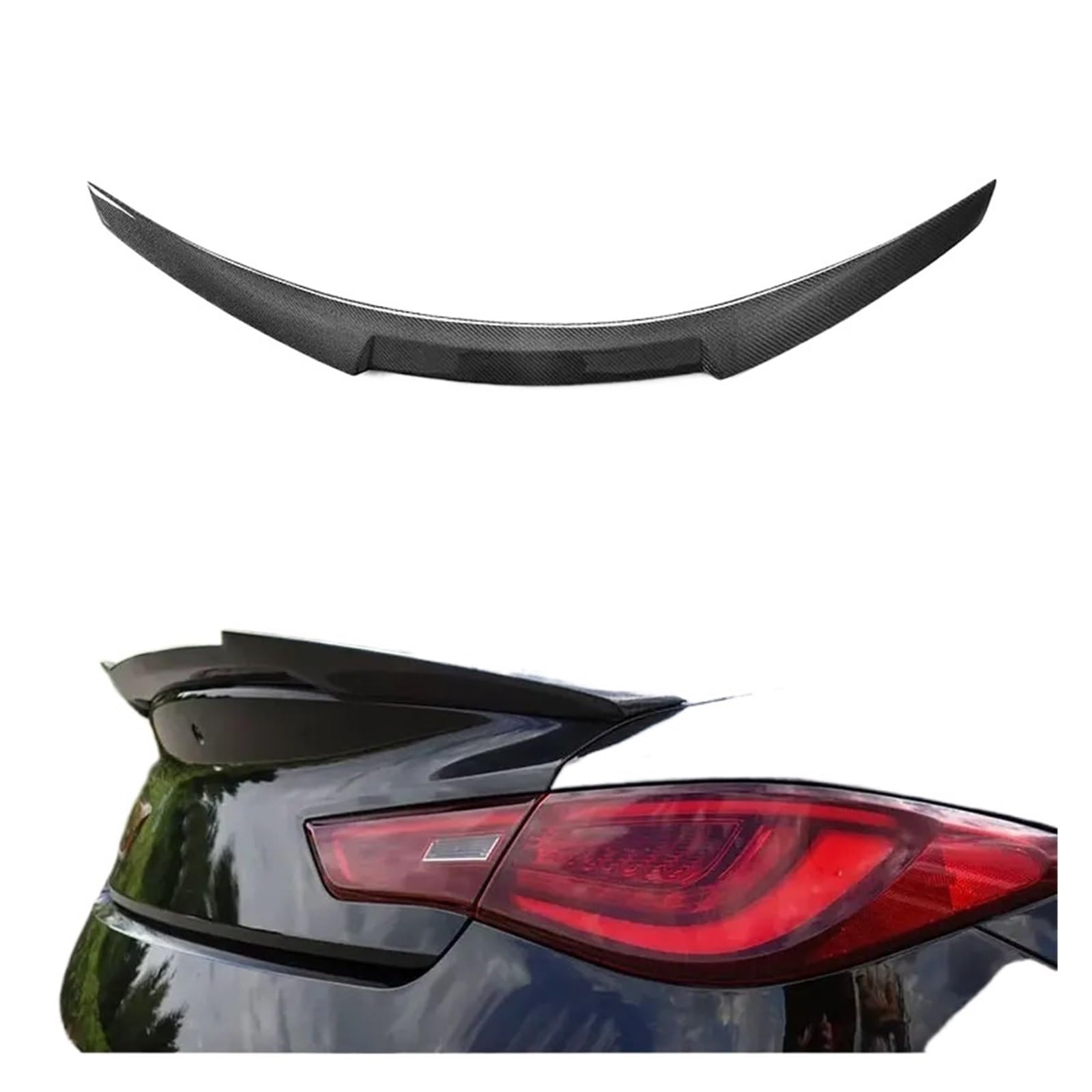 Kohlefaser-Auto-Heckspoilerflügel, kompatibel for Infiniti Q60 Base Sport Coupe 2-Türer 2016–2019, Heckspoiler, Heckspoiler, Kofferraumdeckel, Flügellippe von EPNYWJTE