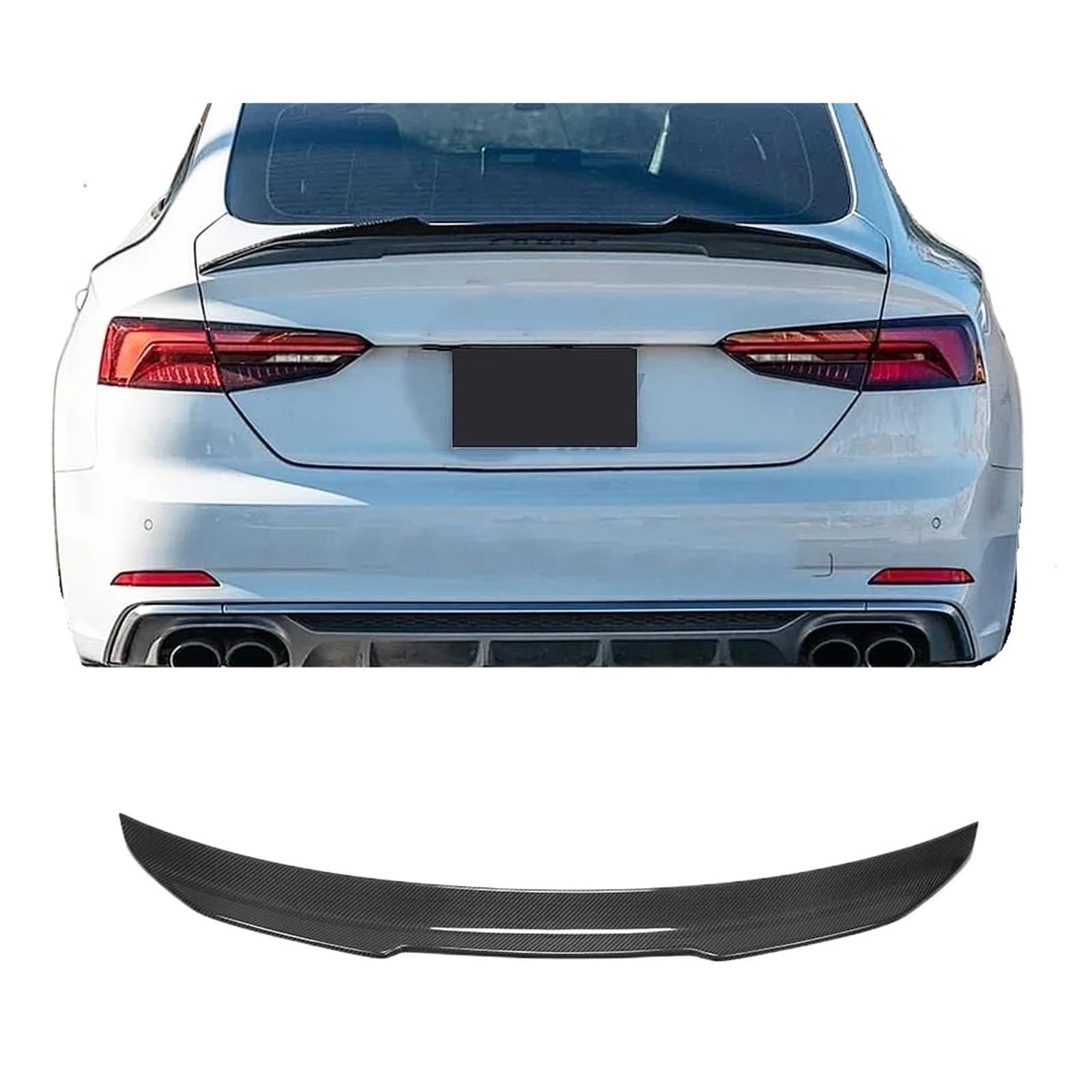 Kohlefaser-Heckspoiler, kompatibel mit Audi 4-Türer A5 Basis/Sline S5 B9 2018–2024, High Kick Duckbill Heckspoiler, Spoilerflügel von EPNYWJTE