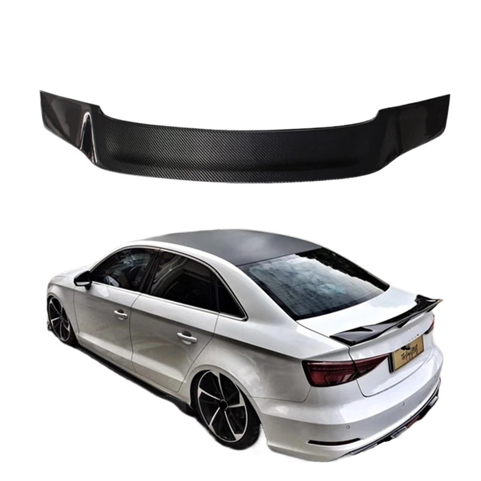 Kohlefaser-Heckspoiler, kompatibel mit Audi A3 Limousine 2014 2015 2016 2017 2018 S3 8V R Styling Heckspoiler von EPNYWJTE