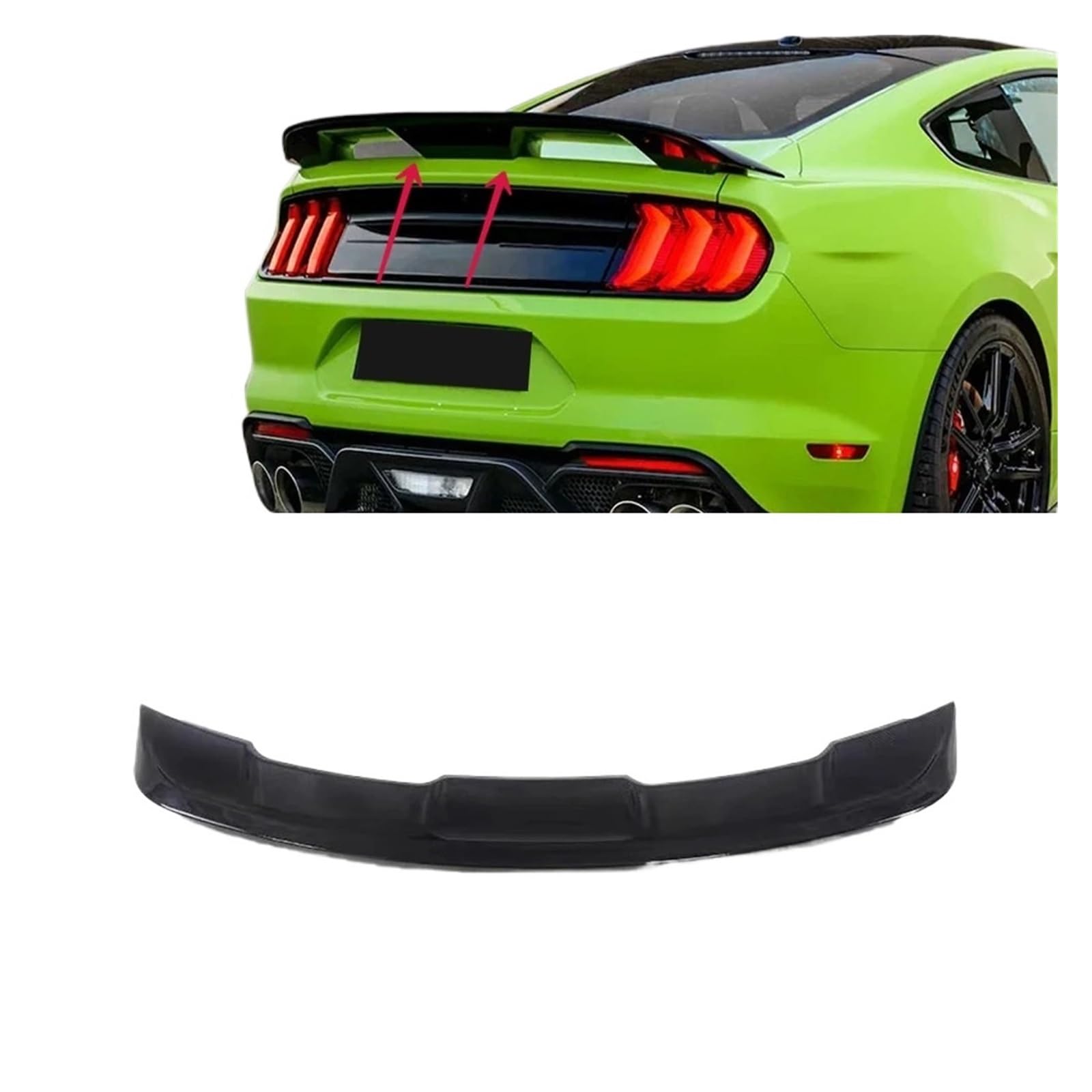 Kompatibel For Mustang 2015-2022 GT500 ABS Glänzend Schwarz Carbon Look Heckspoiler Flügel Hinten Stamm Spoiler Körper Kits(Carbon Fiber Look) von EPNYWJTE