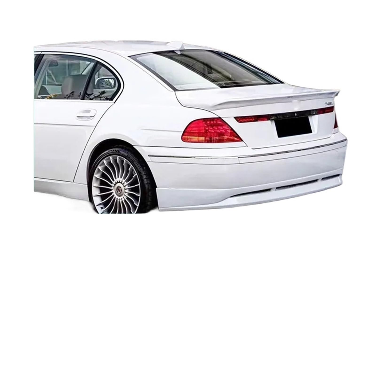 Kompatibel for BMW 7er-Serie E66 Heck-Gepäckdeckel-Spoiler 2002–2008 Heck-Gepäck-Lippenflügel, spätere Stufe, großer Druck-Heckflügel, FRP, schwarzes Auto(White) von EPNYWJTE