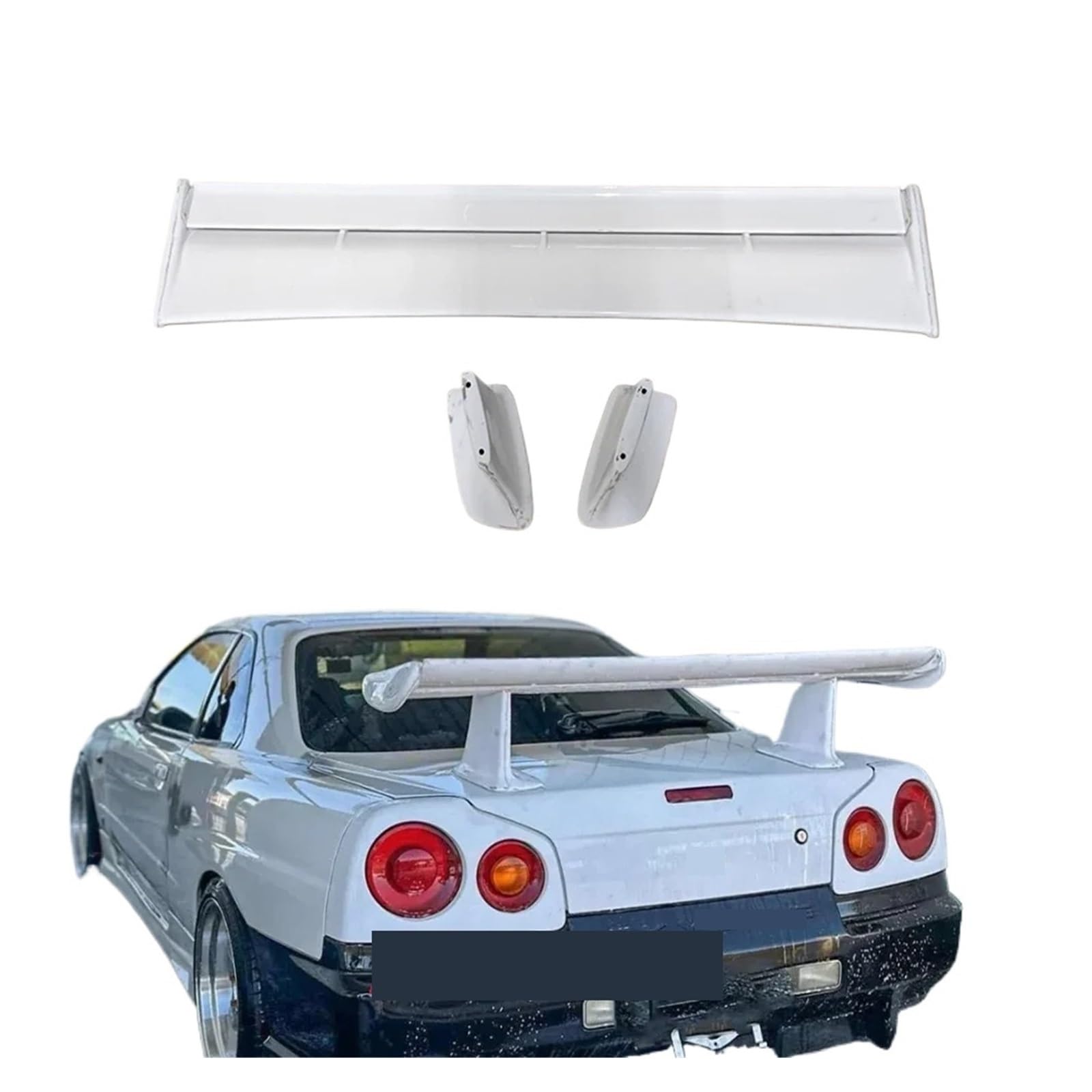 Kompatibel for Nissan R34 Skyline GTR GTT Heck-Hochbein-Kofferraum-Kofferraum, OE-Spoilerflügel, FRP, unlackiert von EPNYWJTE