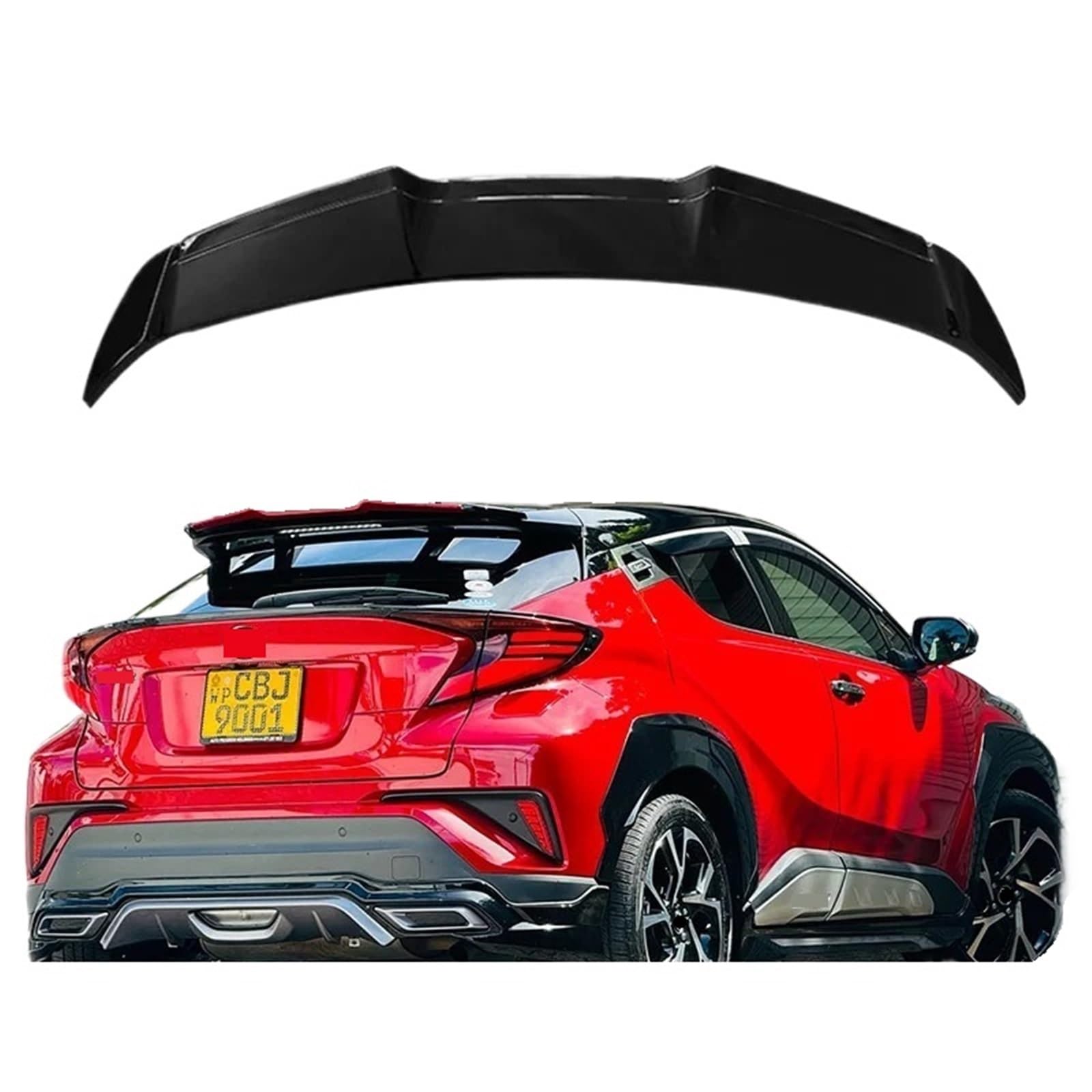 Modifizierter Dachspoiler, Heckflügel, Ersatzteil, Splitter, Deflektor, Kofferraumlippe, Body-Kit, Zubehör, kompatibel mit Toyota CHR C-HR 2016–2022(Carbon Look) von EPNYWJTE