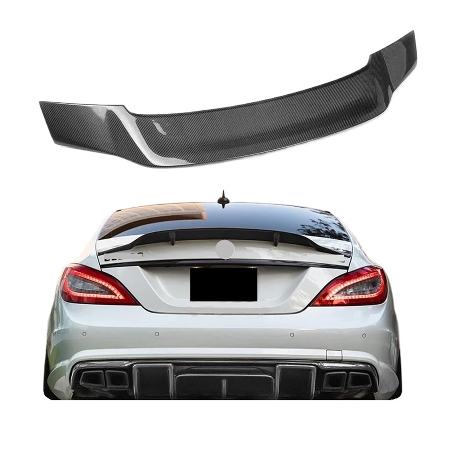 R Style Carbon Fiber Spoiler kompatibel for Mercedes Benz CLS Klasse W218 C218 CLS63 AMG Heckspoiler Flügel Lippe 2012 13 14 15 16 2017(FRP Glossy Black) von EPNYWJTE