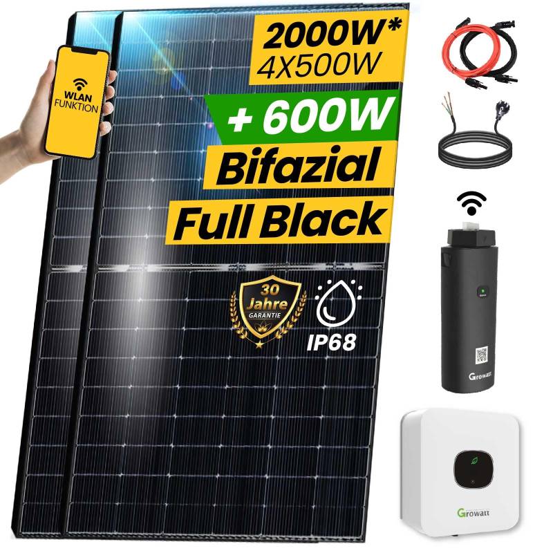 2000W Solaranlage Bifazial 2000W Photovoltaik Anlage mit Growatt MIC 2000 TL-X WIFI Wechselrichter Smart Mini PV Anlage von EPP.Solar