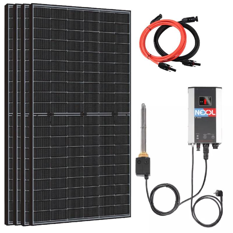 EPP.Solar® 2000W Bifazial Solarmodule Black/Silver Rahmen mit Nexol NEX R1 Hybrid Heizstab und Energiecontroller für Warmwasserbereitung von EPP.Solar