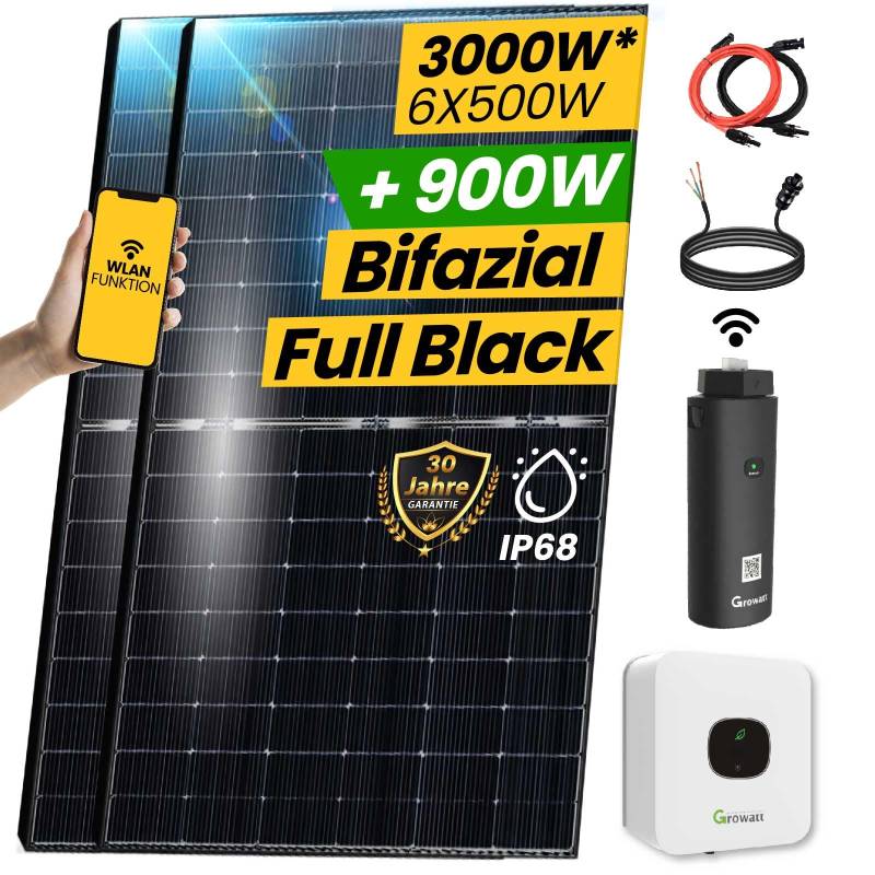 EPP.Solar® 3000W Solaranlage | 3 kW Growatt Wechselrichter MIC 3000TL-X | Photovoltaik Solaranlage mit WIFI Stick von EPP.Solar