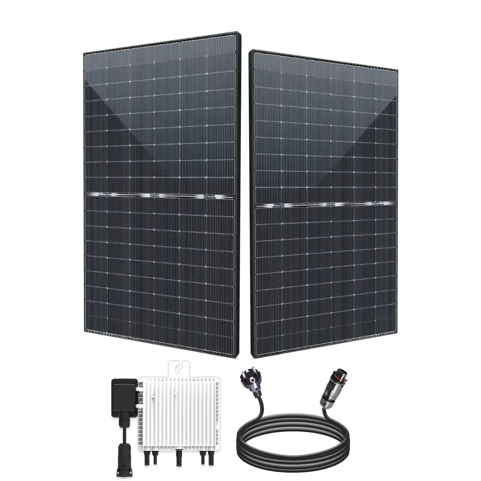 EPP.Solar® 880W Balkonkraftwerk 800W komplett Steckdose - Balkonkraftwerk 800 Watt upgradebarer APE OEM Wechselrichter 800W, 2x440W Bifaziale Glas/Glas Solarmodule im Solaranlage Komplettset von EPP.Solar