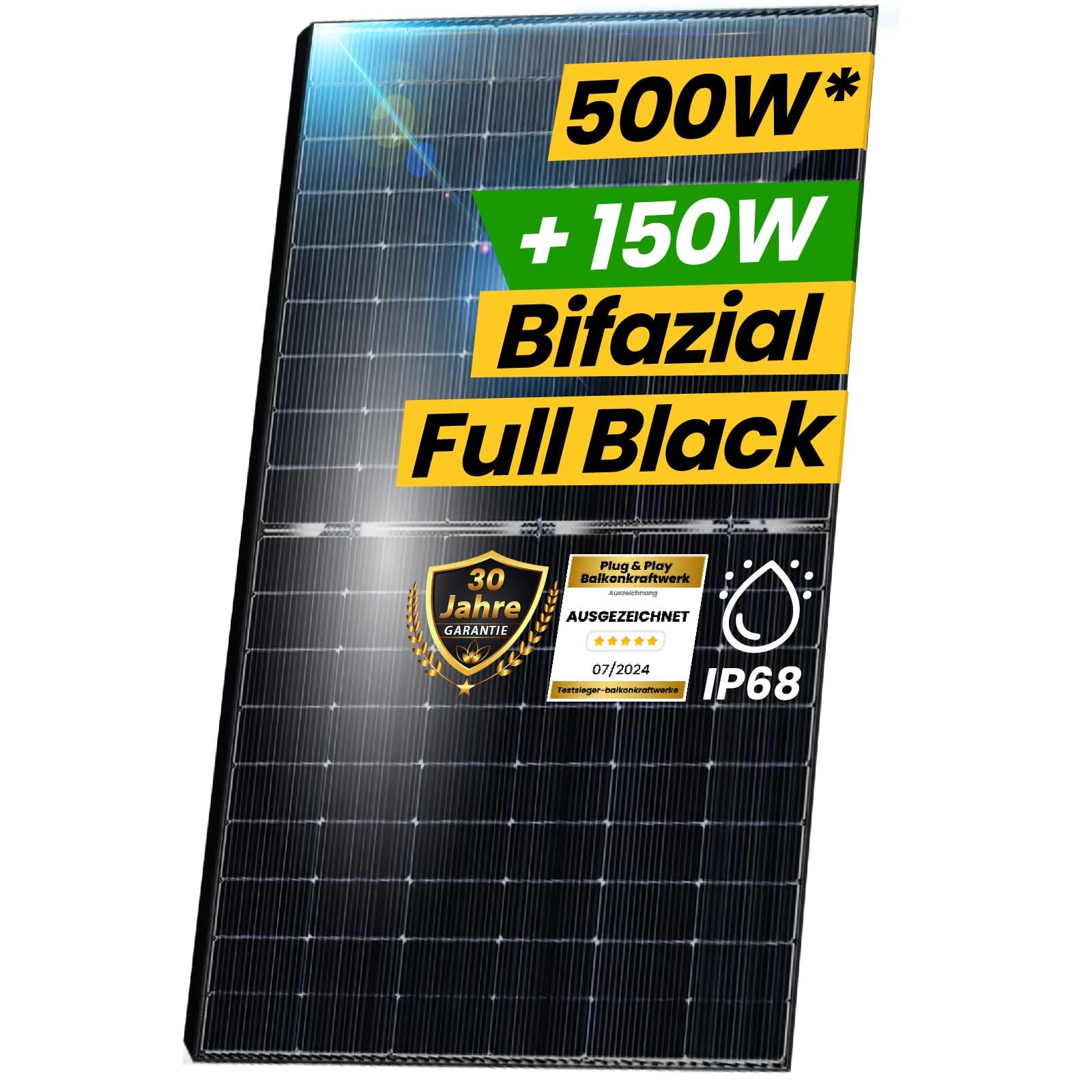 EPP.Solar® Solarmodul 500W Bifazial Glas-Glas Photovoltaik Solarpanel (2X) von EPP.Solar