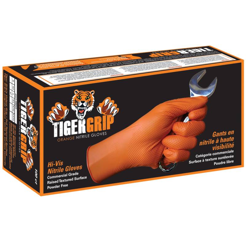 Kunzer Nitril-Einweghandschuhe Orange TIGER Grip Größe XXL (Dispenser mit 90 Stück) von EPPCO