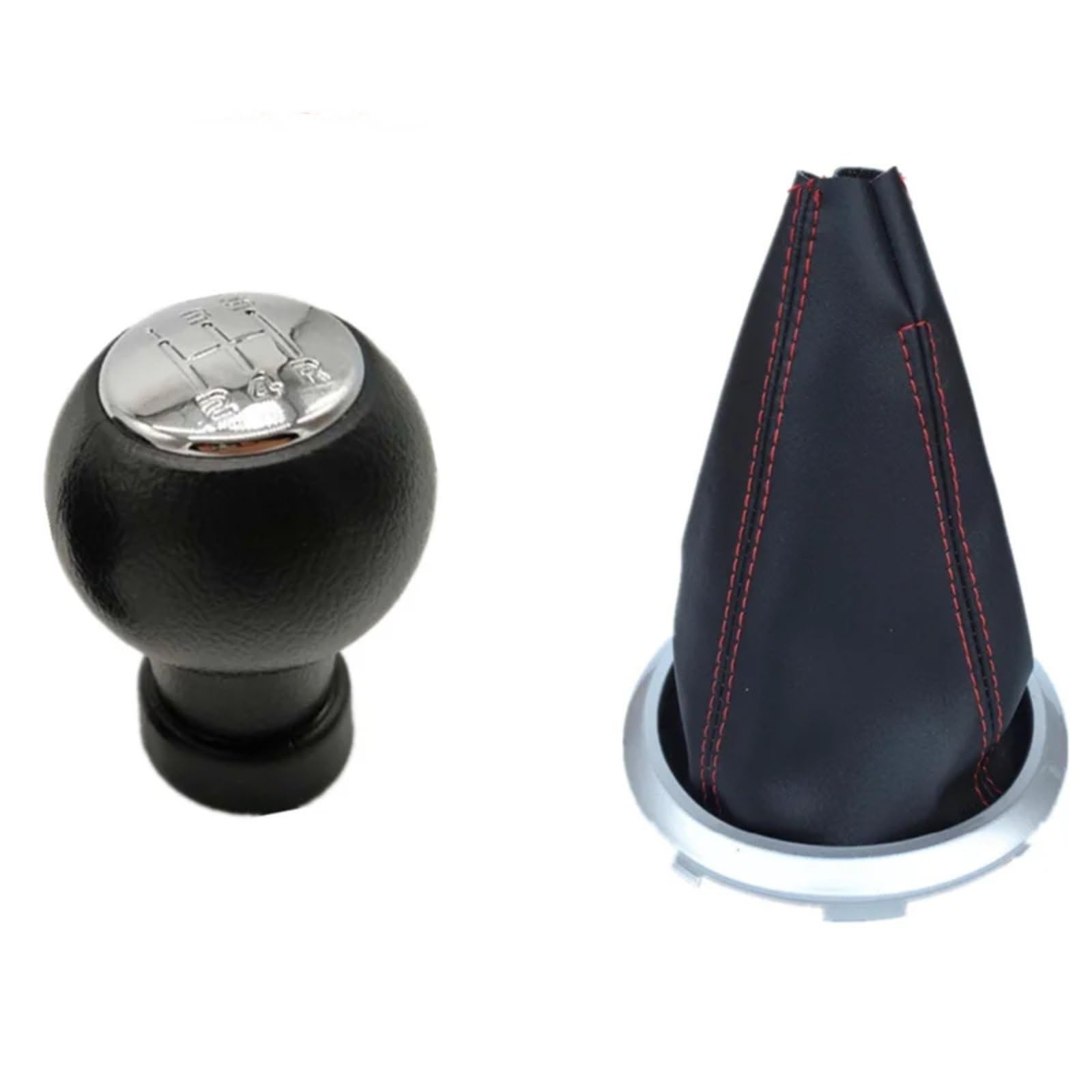 EQAUHYB Auto-Schalthebel Kompatibel Mit Suzuki Für Swift 2005 2006 2007 2008 2009 2010 Auto-Handschaltknauf Auto-Schaltknauf Schalthebel Autozubehör(Gear knob Chrome Set) von EQAUHYB