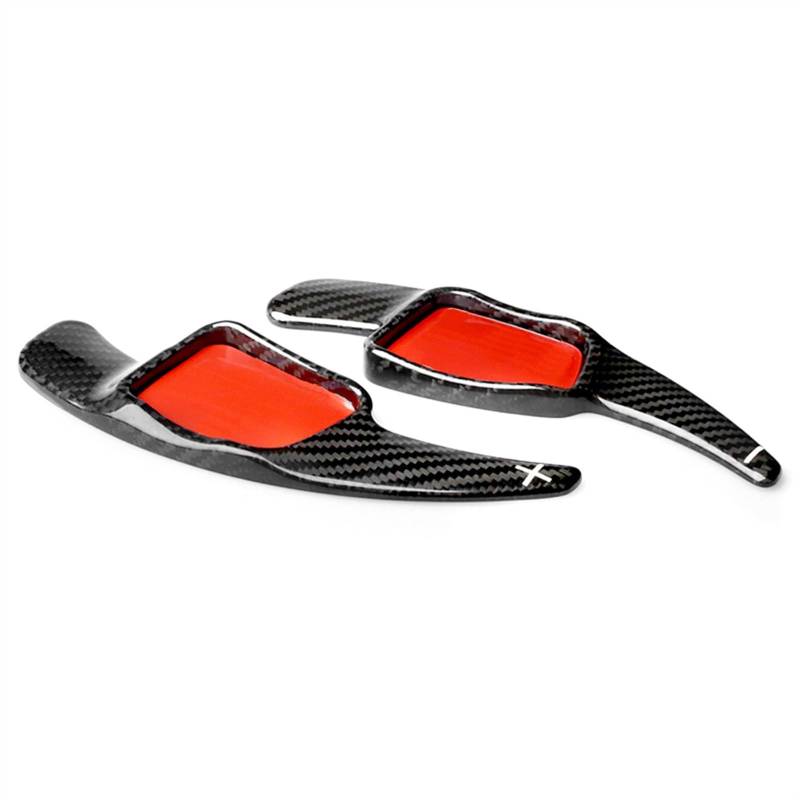 EQAUHYB Paddle Shifter Kompatibel Mit Für A3 A5 S3 S4 Q2 S5 2017 Schwarz/Rot Lenkrad-Schaltwippe, Carbonfaser-Muster, Auto-Schaltwippe(Black Carbon) von EQAUHYB