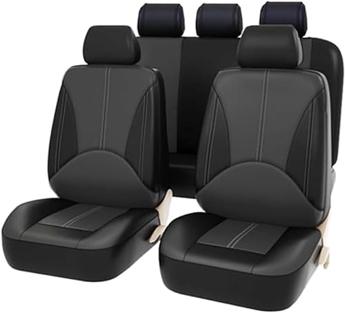 EQHCVCES Auto Sitzbezüge Set Für B-MW 2 Series F45 Active Tourer 5seats, PU Leder Wasserdicht Rutschfester Atmungsaktiv Sitzschoner Innenraum Zubehör Komfortabel Sitzkissen,B/Black Grey von EQHCVCES