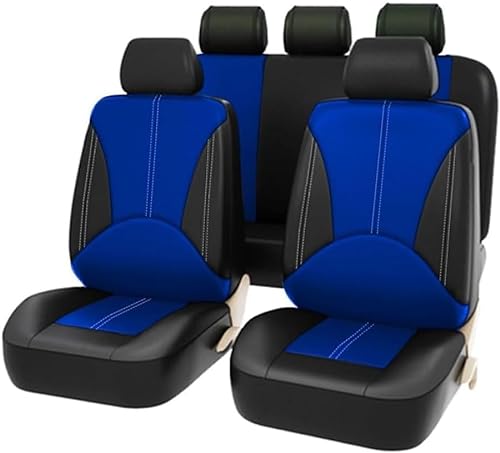EQHCVCES Auto Sitzbezüge Set Für to-yota Hilux Double Cab AN120 AN130 AN10 2023-2025, PU Leder Wasserdicht Rutschfester Atmungsaktiv Sitzschoner Innenraum Zubehör Komfortabel Sitzkissen,E/Black Blue von EQHCVCES