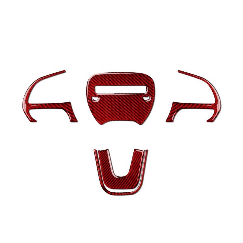 EQPWZG Auto-Lenkrad-Aufkleber, Kohlefaser-Aufkleber, for Dodge, for Challenger 2021–2015, for Durango 2014–2021 Zubehör Lenkradverkleidung(Red) von EQPWZG