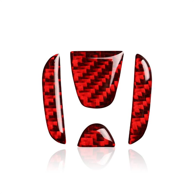 EQPWZG Kohlefaser-Aufkleber, Auto-Lenkrad-Emblem, for Civic 10. Generation 2016 2017 2018 2019 2020 2021 Innenzubehör Lenkradverkleidung(Red) von EQPWZG