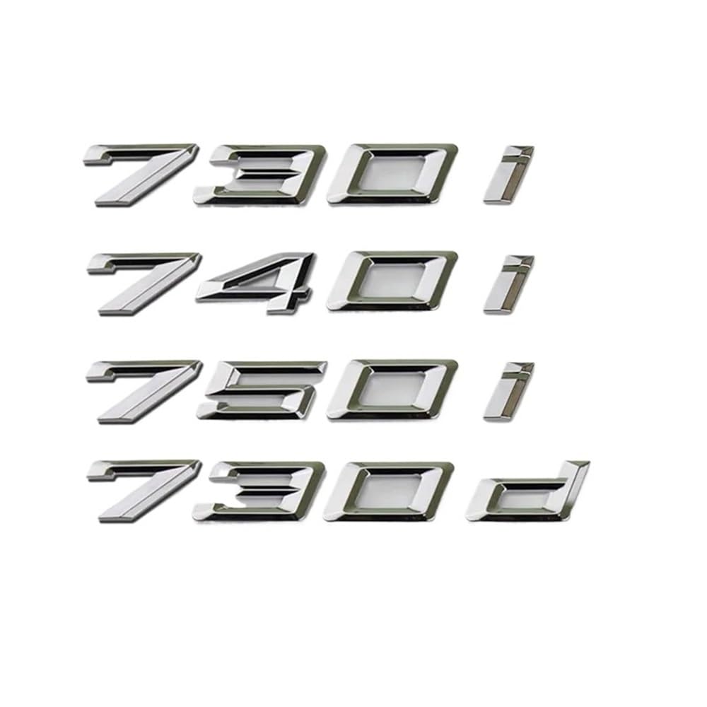 ERAKAFZTTK 1 stücke Silber 3D ABS Emblem Abzeichen Logo Auto Körper Hinten Stamm Anzahl Buchstaben Aufkleber 730i 740i 750i 730d Styling Fit for BMW 7 Serie(730d) von ERAKAFZTTK